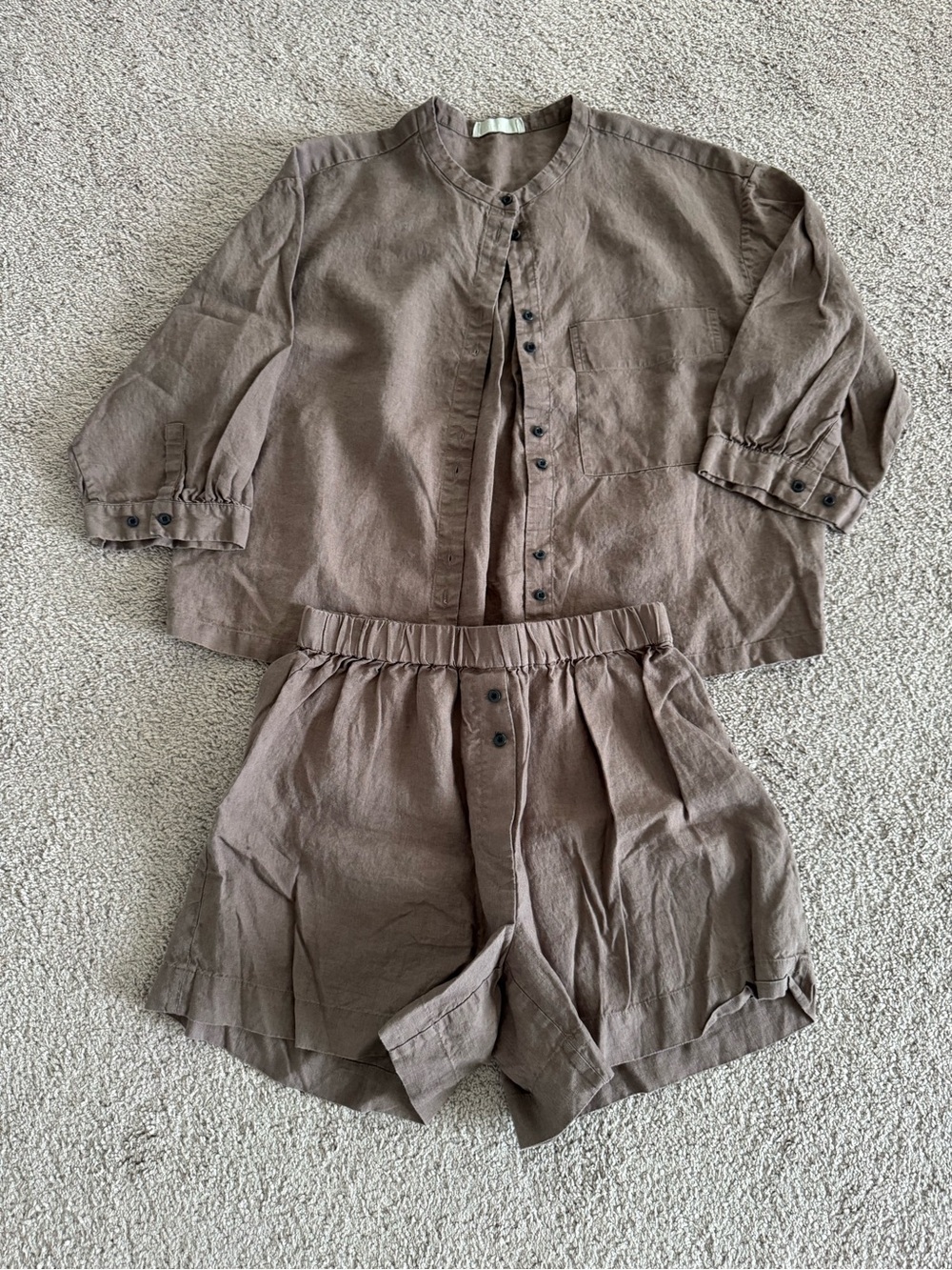 Everlane Women Brown Linen Two-Piece Set